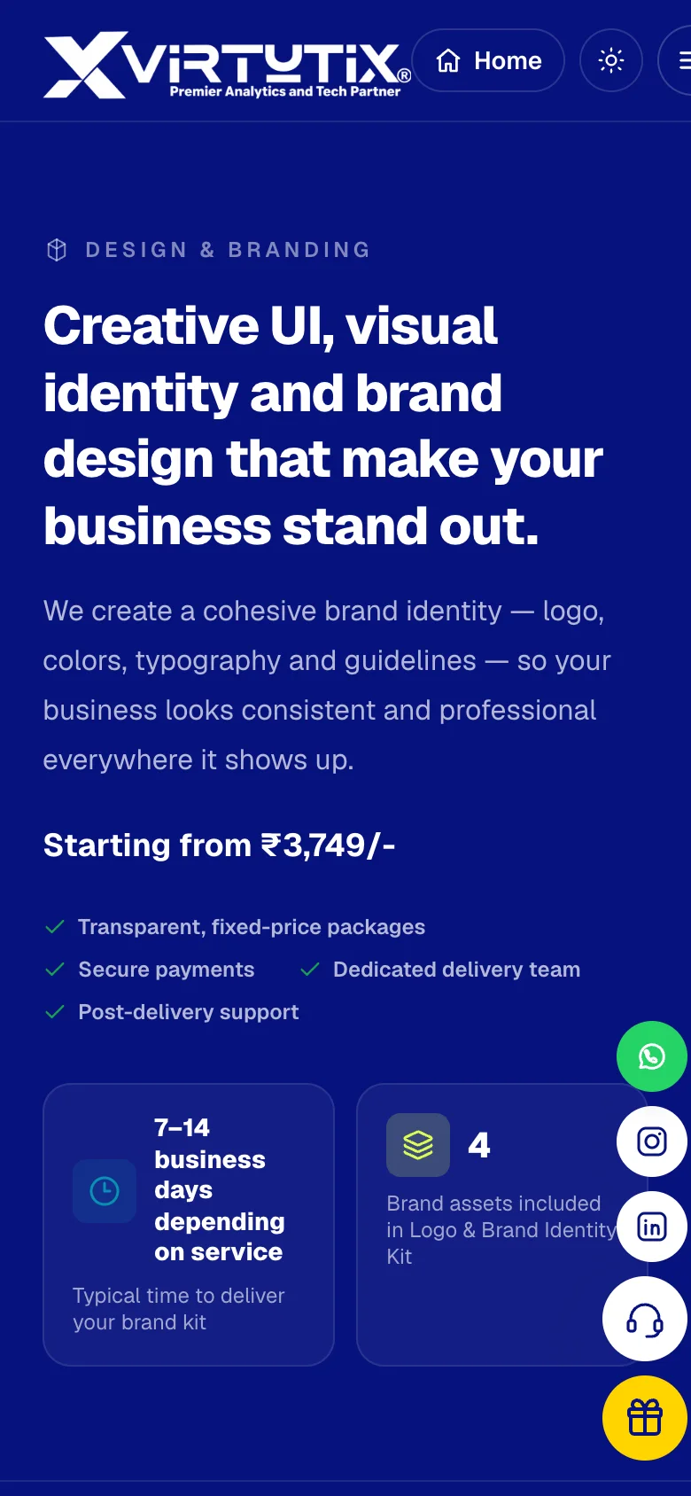 Virtutix app on a phone — Design & Branding