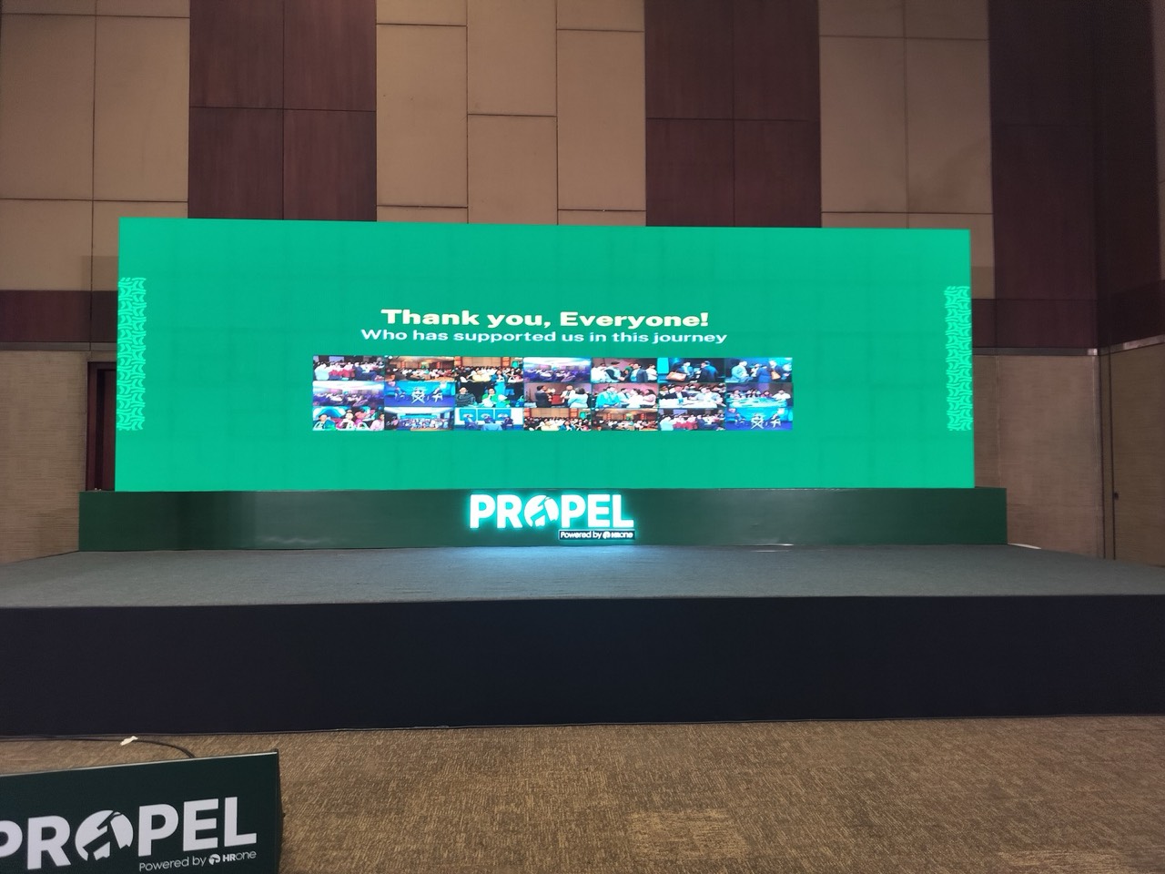 The ProPEL stage screen reading Thank you, Everyone