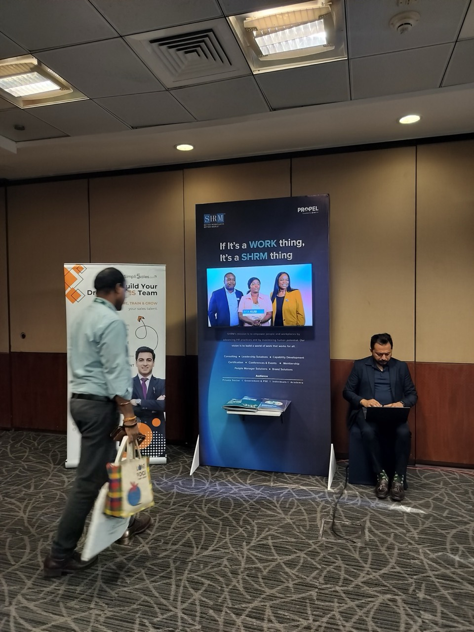 HR technology booths on the expo floor