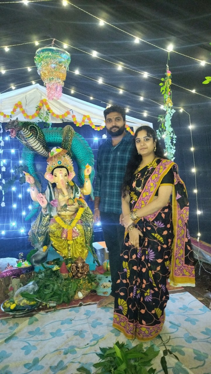Devotees at the Ganesha pandal