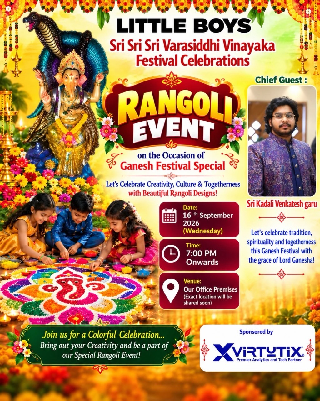Rangoli Event poster, 16 September 2026