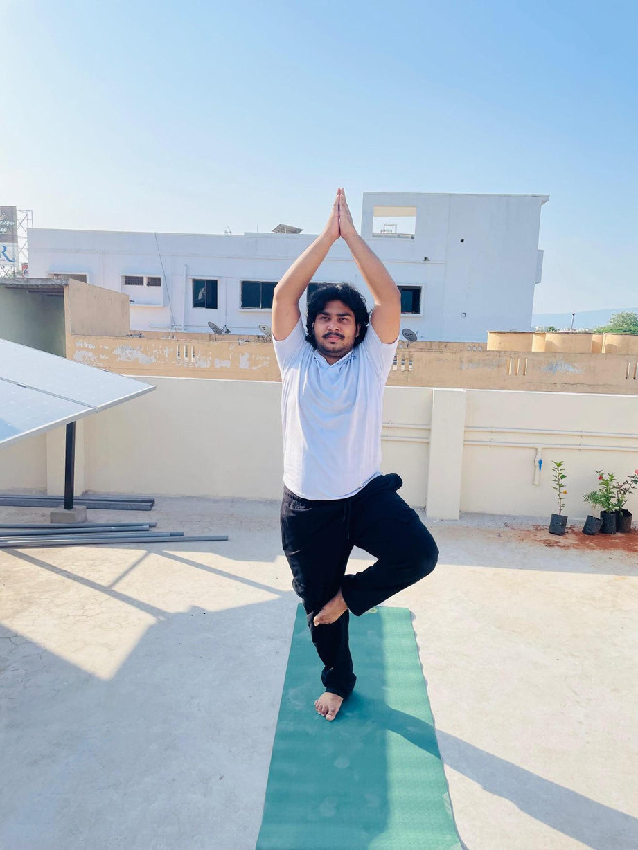 Tree pose on the rooftop